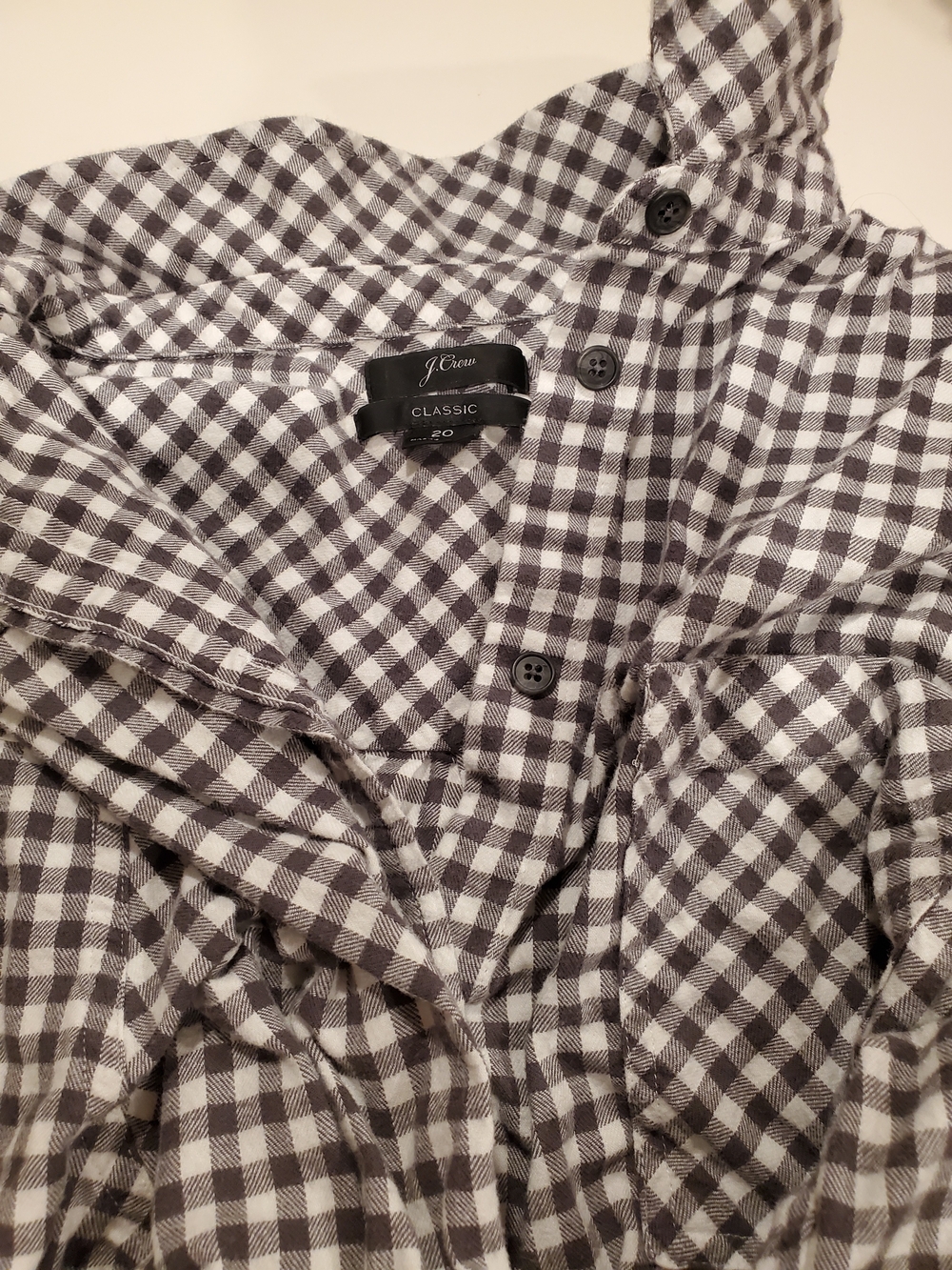 J. Crew Classic Grey and White Check Button-Up Shirt